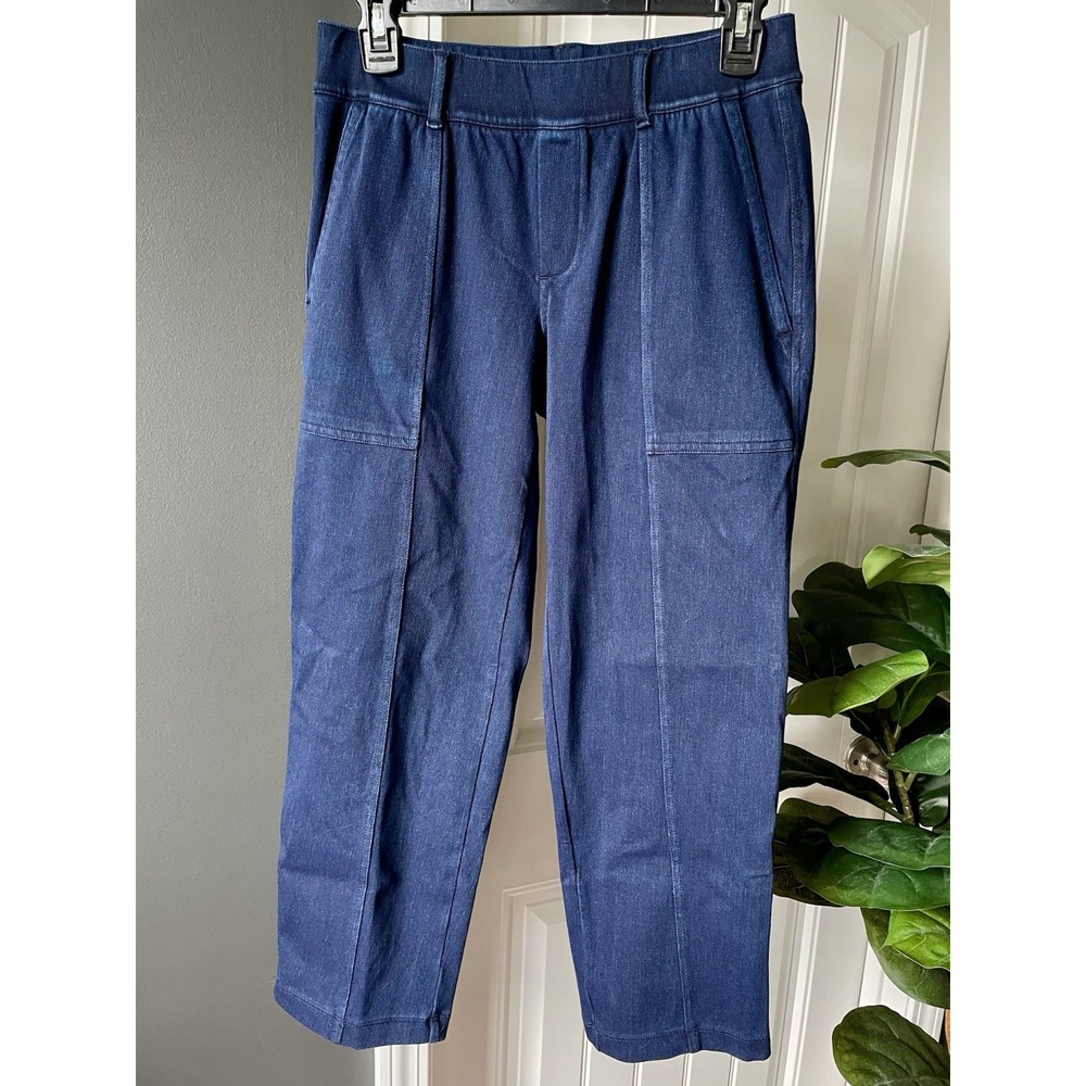 Lands' End Starfish Straight Leg Blue Denim Pants Petite XS Pull On NWT